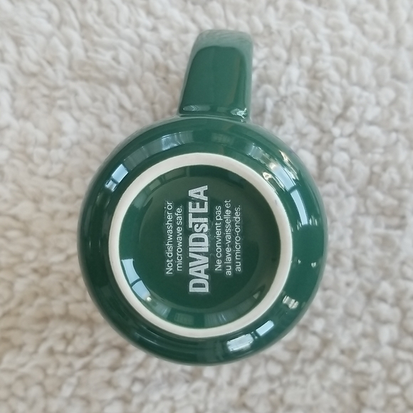 David's Tea coffee mug with lid. Green / blue with Nordic pattern 16 oz. NWOT - Picture 3 of 5